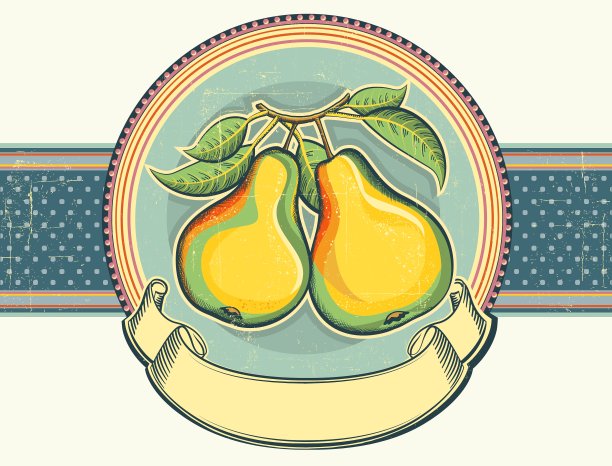 梨子复古标签上的旧纸背景图片下载