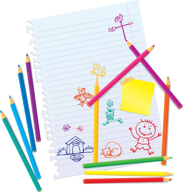 彩色铅笔和手绘的人图片下载