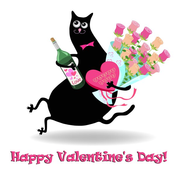 带猫的情人节卡片图片下载