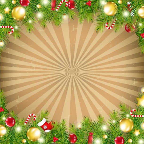 圣诞节复古边界与老Sunburst图片下载