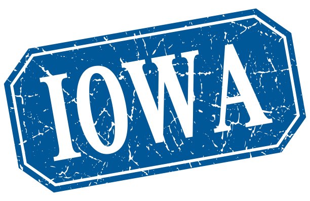 爱荷华州蓝色方形垃圾摇滚复古风格标志图片下载