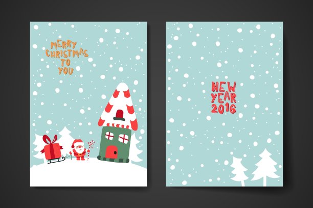 圣诞快乐卡片模板套装图片下载