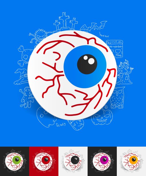 眼纸贴纸与手绘元素图片下载
