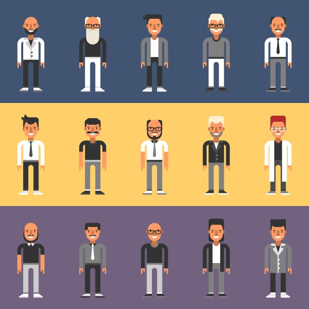 平面设计集人物角色为男性图片下载