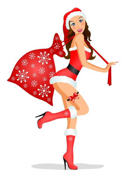 带礼物的圣诞女孩图片下载