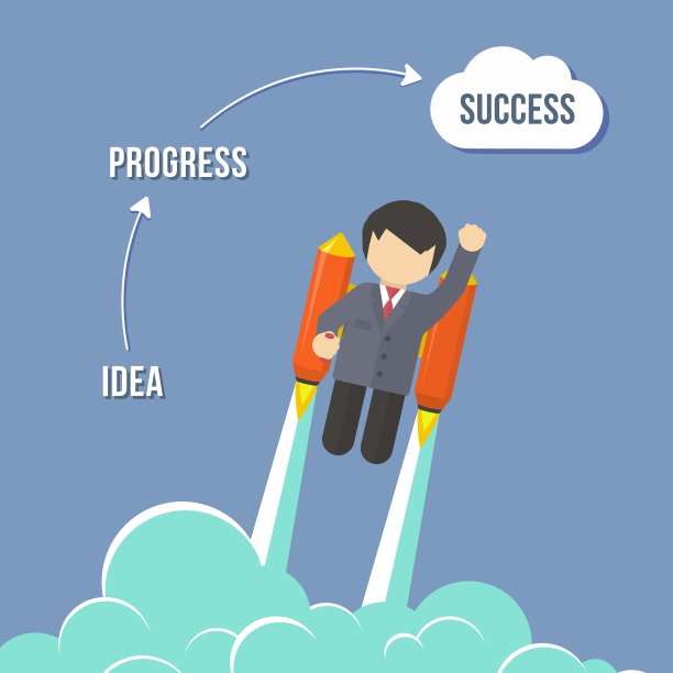 乘坐火箭走向成功的商人图片下载