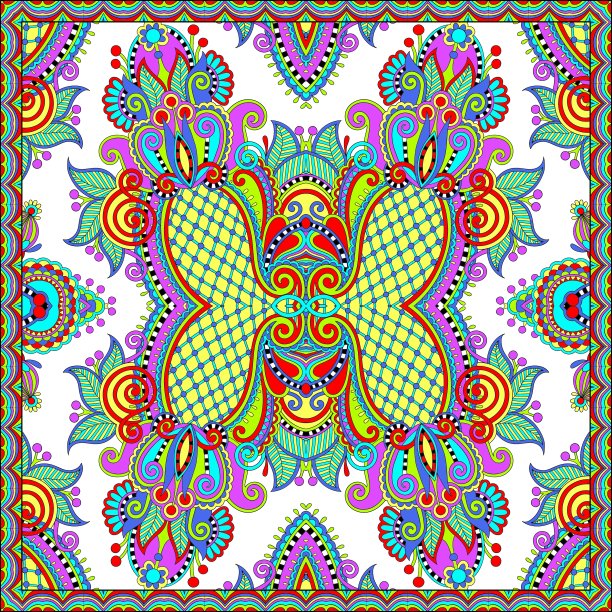 传统的装饰性佩斯利花大手帕图片下载