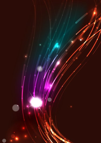 在黑暗空间中抽象的波色发光线图片下载