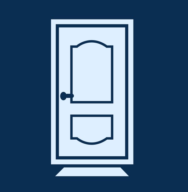 紧闭的白色简单的门与小地毯图片下载