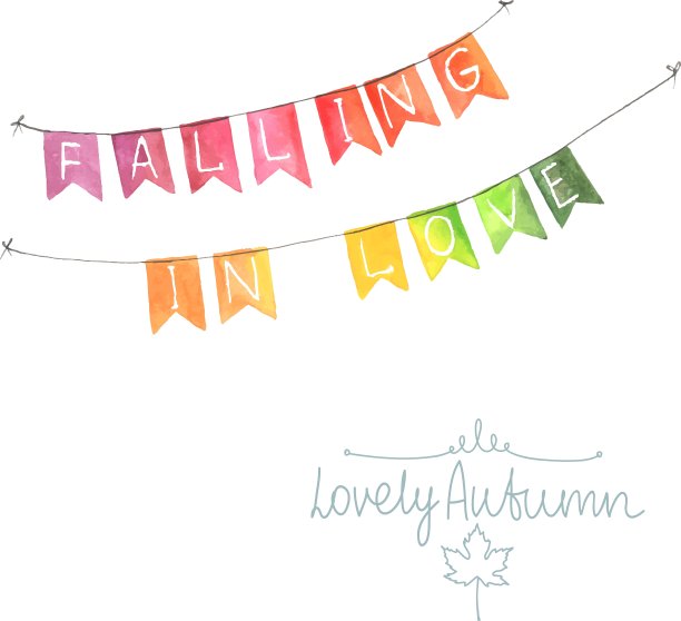 水彩旗帜花环图片下载