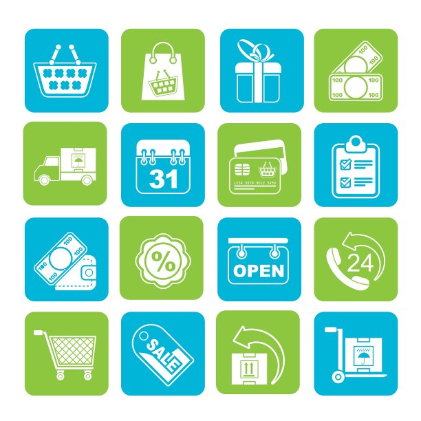 在线商店图标剪影图片下载