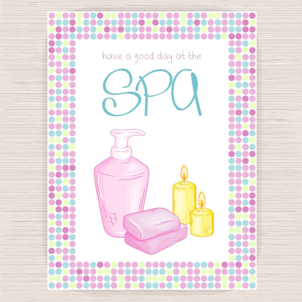 温泉派对邀请与彩色马赛克框架图片下载