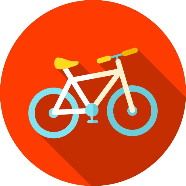自行车平面图标与长影子图片下载