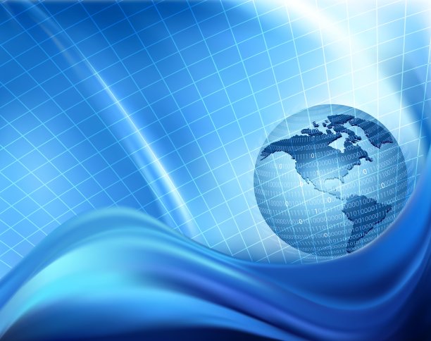 蓝色霓虹背景与地球灯图片下载