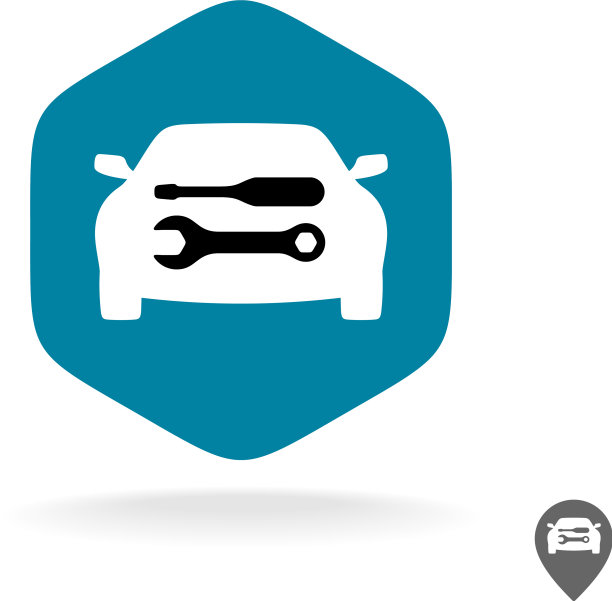 汽车修理标志汽车剪影用扳手和图片下载