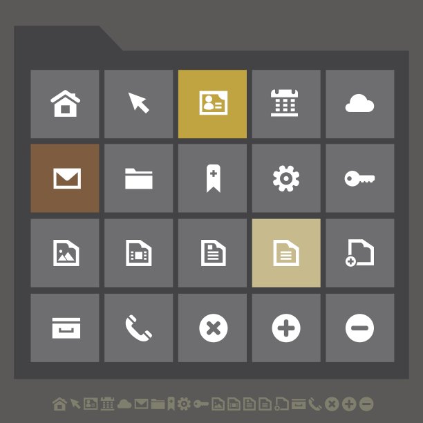 扁平灰色系的简洁网页图标合集图片下载