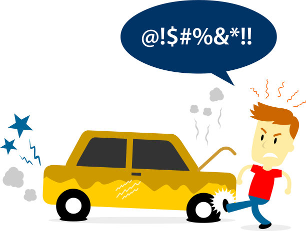 一名男子正在踢一辆破旧汽车的轮胎图片下载