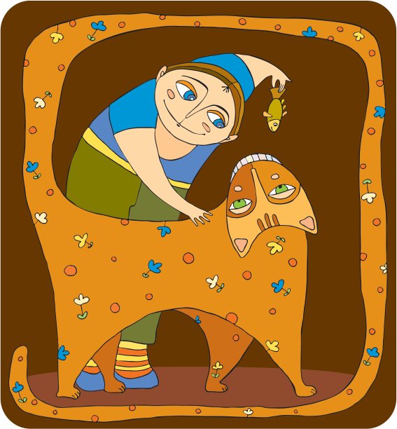 男孩和猫图片下载