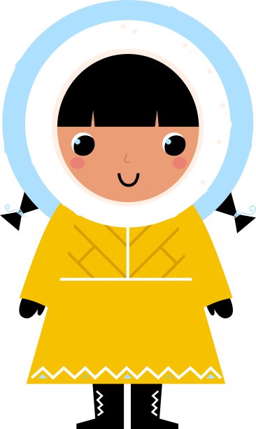 可爱的爱斯基摩女孩孤立在白色图片下载