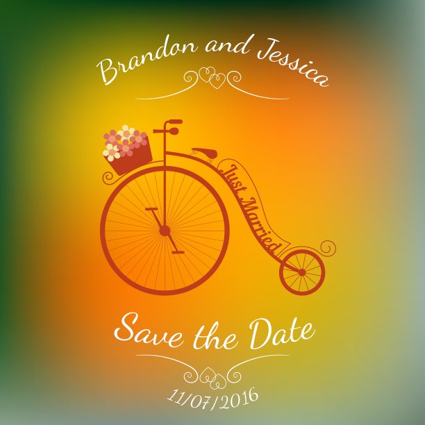 婚礼复古自行车与花篮图片下载