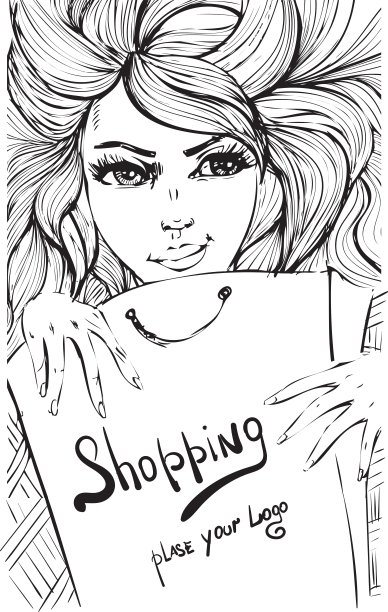 时尚购物的女孩图片下载