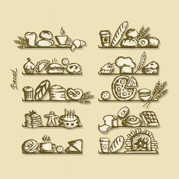 货架上的面包房草图为您的设计图片下载