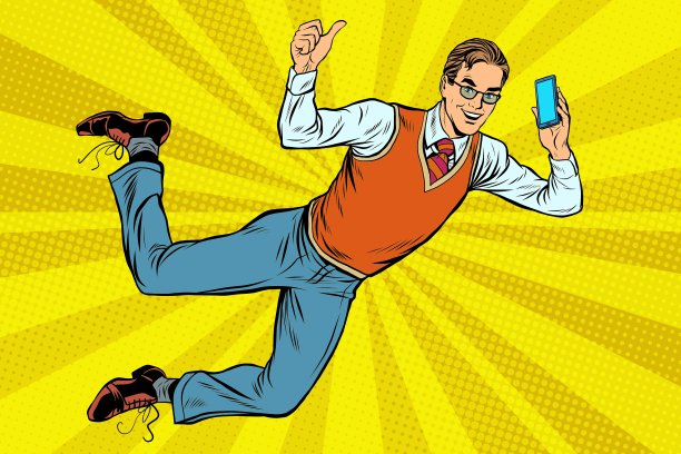 用智能手机飞行的潮人图片下载