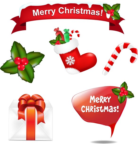 圣诞快乐，图标和演讲泡泡图片下载