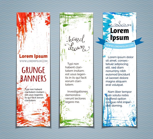 一套彩色的垃圾摇滚垂直横幅图片下载