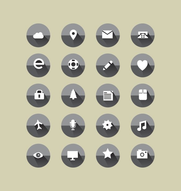 黑色和白色长影子图标图片下载