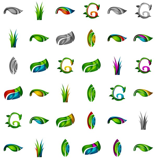 一套抽象的生态植物图标商业标志类型图片下载