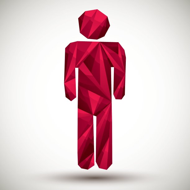 红色人的几何图标在3d现代风格图片下载