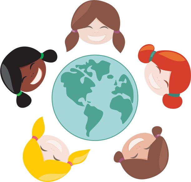 快乐的世界各地的多元文化女孩图片下载