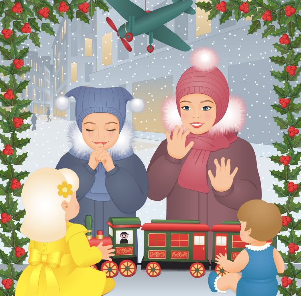 透过玩具店橱窗看玩具的女孩图片下载