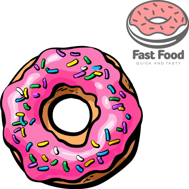 Logo和甜甜圈的草图图片下载