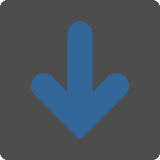 箭头向下平坦钴和灰色圆形图片下载