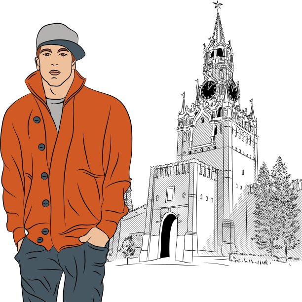 俄罗斯克里姆林宫的时尚达人图片下载