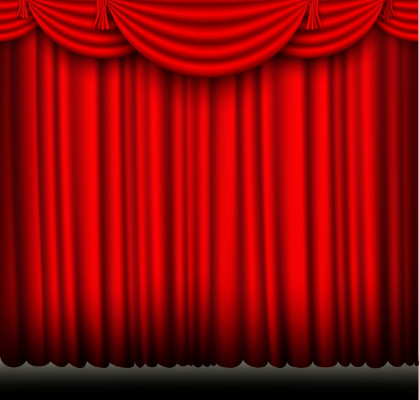 红色的丝质窗帘和小球图片下载