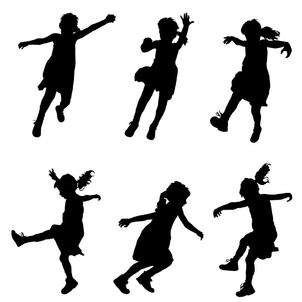 女孩快乐的剪影图片下载