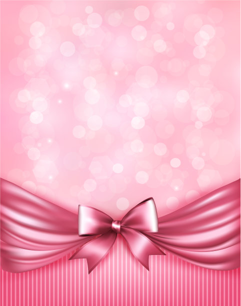 节日粉色背景与礼品光泽的蝴蝶结和图片下载
