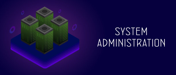 系统管理员或IT系统管理员的水平旗帜与服务器机架。数据库服务和系统管理流程，计算机系统配置和维护网络的概念图片下载