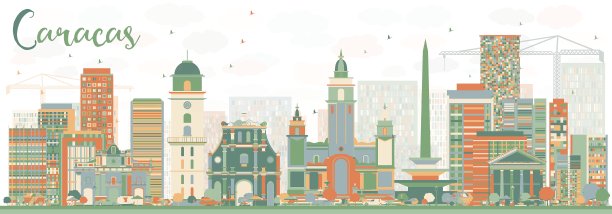 色彩建筑的加拉加斯天际线图片下载