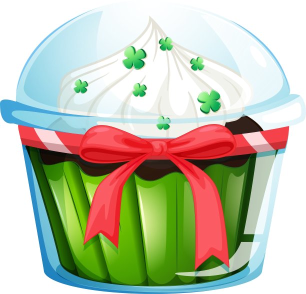 一个纸杯蛋糕容器，有一个绿色的纸杯蛋糕和一个图片下载