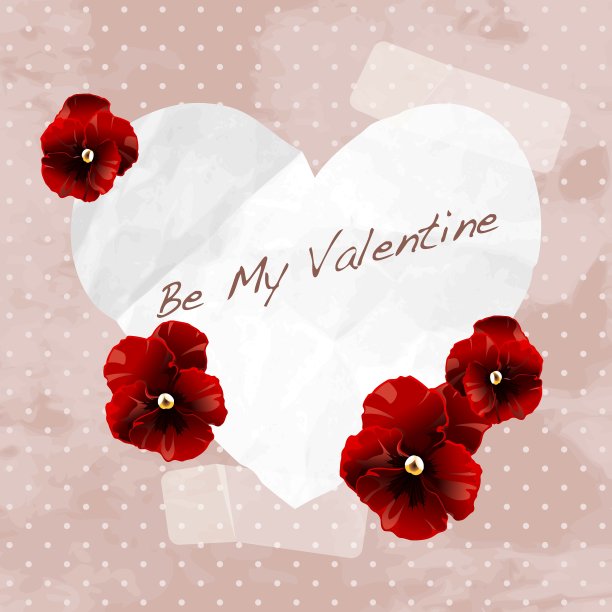 带有纸心的复古横幅图片下载