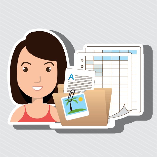 女孩与报纸孤立图标设计图片下载