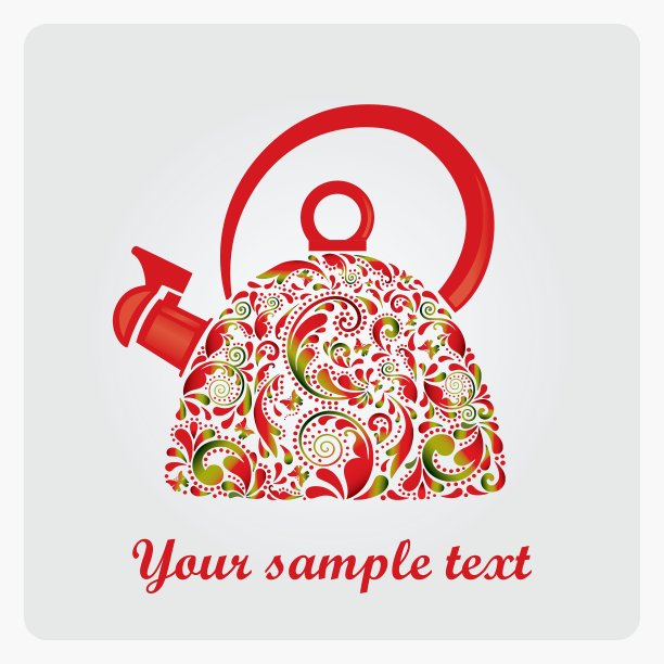 漂亮的茶壶由叶子图案图片下载