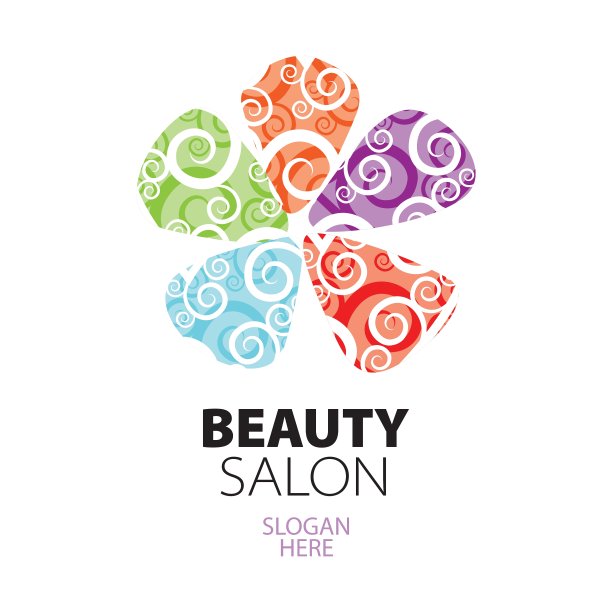 抽象的彩色花边花瓣标志图片下载