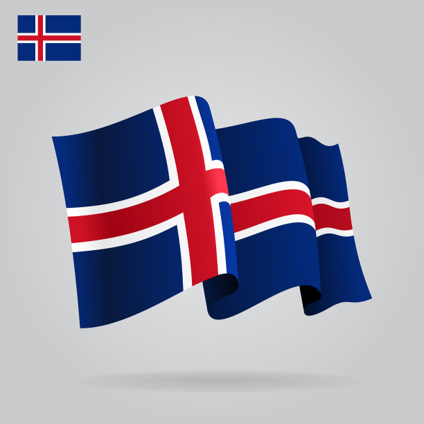 平坦而飘扬的冰岛国旗图片下载