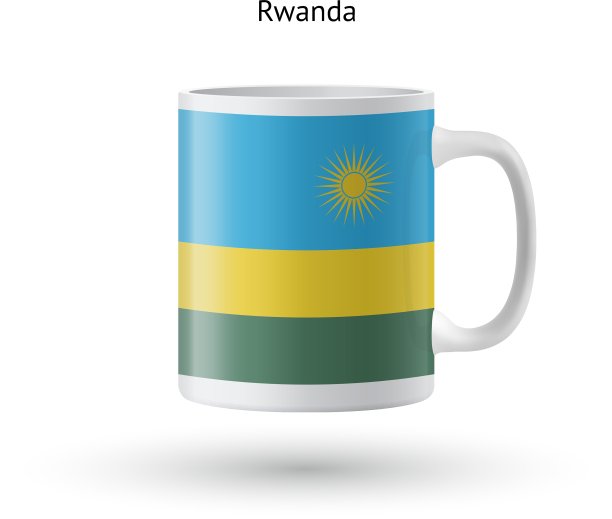白色背景上的卢旺达国旗纪念品马克杯图片下载