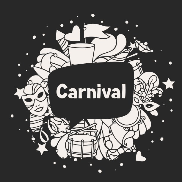 嘉年华展示的背景与涂鸦图标和图片下载